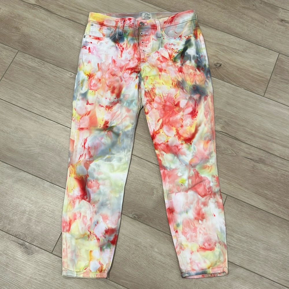 J. Crew Multicolor Watercolor Print Pants
